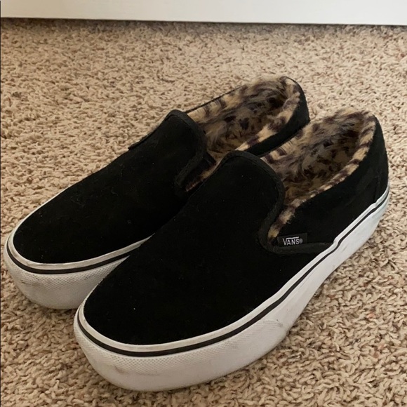 black vans with cheetah fur